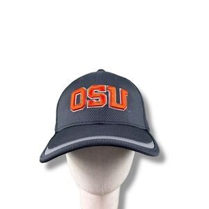 New Era 39Thirty Oregon State Beavers OSU Gray Stretch Fit Spellout Hat M/L EUC